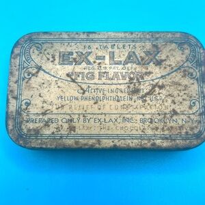 Antique EX-LAX “Fig Flavor” Laxative Tin Container.